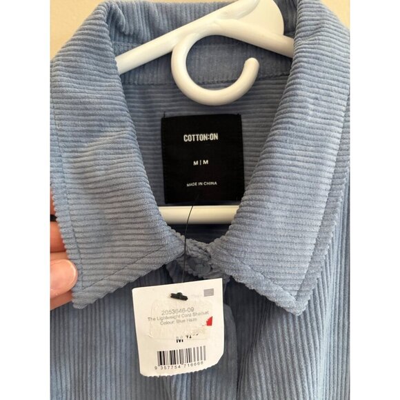 Cotton On NWT Lightweight Minimalist Preppy Corduroy Shacket Blue Size Medium - Picture 5 of 14